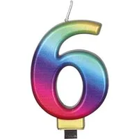 Fiestas Guirca Geburtstagskerze Kerzenzahl 6 Regenbogen