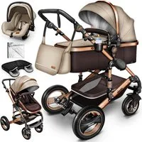 KIDUKU Kombi-Kinderwagen KIDUKU® 3 in 1 Kombi-Kinderwagen Buggy Reisebuggy inkl. Auto- Babyscha, Kindertisch