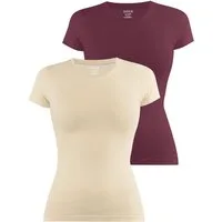 Janice Kurzarmshirt 2 x Damen T-Shirt hochgeschlossen Nice Figurbetontes Shirt aus Baumwolle