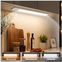 FOSMET LED Unterbauleuchte LED Unterbauleuchte mit Bewegungsmelder-88 LEDs/2200 mAh/24cm&30cm, USB-C wiederaufladbar,Einfach Montage Stark,schrankbeleuchtung, Warmweiß (3000 K), Neutralweiß (4500 K), Kaltweiß (6500 K), Ideal für Küche, Kleiderschrank