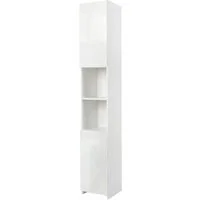 Mondeer Hochschrank Badschrank mit 2 Hochglanz Türen und 6 Trennwänden 30 x 30 x 183.5cm, Weiß