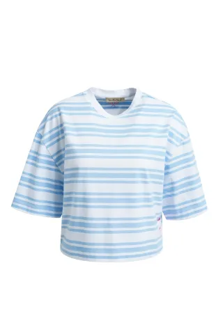 Smith&Soul - Boxy cropped T-shirt Striped sky - Gr. - M