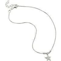 SilberDream Fußkette mit Anhänger SilberDream Damen Fußkette Stern weiß, Damen Fußkette Stern aus 925 Sterling Silber, Farbe: weiß, silber