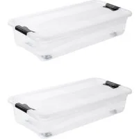 keeeper Aufbewahrungsbox Konrad, Box mit Rollen, 2er Set, 33 L, 79,5 x 39,5 x 18 cm (Set, 2 St), durch Clips verschließbar, Griffe und Rollen am Boden