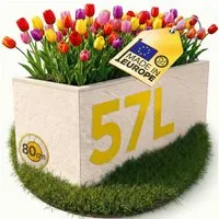 ONDIS24 Blumenkasten Vulkan 57L Gestein/Basalt Optik mit Wasserspeicher Pflanzenkasten, 79.5 x 29.5 x 29.5 (H) cm
