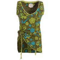 Vishes Shirttop Tanktop Damen Blumenprint V-Ausschnitt verstellbar Baumwolle Alternative Mode, Boho, Hippie, Ethno, Festival