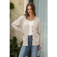 Arach&Cloz Strickjacke Damen Cardigan Strickmantel V-Ausschnitt Langarm mit Knöpfen für Frühling Herbst
