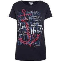 SOCCX T-Shirt Damen mit Pailletten-Artwork Lagoon Diving