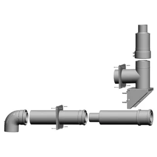 Wolf Bausatz 2651907 DN 60/100, bis 24 kW, raumluftunabhängig, für Abgasleitung-Fassade