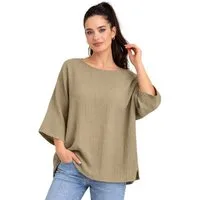WENOR Blusentop Damen Musselin Oversize Bluse Fledermausärmel lockerer Schnitt, weiter Fall, luftige Sommer Tunika