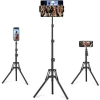 TUWENA Tablet-Halterung Tablet Halterung Stativ, Drehung Höhenverstellbar Tablet Bodenständer, (Höhenverstellbar bis 65” für iPad,iPhone und Alle 4,5-12.9 Zoll Tablet)