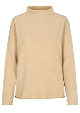CLARINA - Stehbund-Pullover, 1/1 Arm,uni camel - Gr. - 44