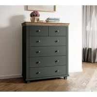 Home affaire Schubkastenkommode Evora mit 6 Schubladen, viel Stauraum, 90x42x112,5 cm (BxTxH) FSC®, Kommode mit MDF-Applikationen, Landhausstil, passende Ergänzung