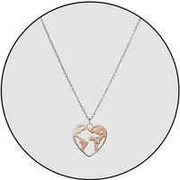 GOLDKLEIN Edelstahlkette Edelstahl Herz Weltkarte Schmuck Halskette, Damen, inkl. Geschenkbox