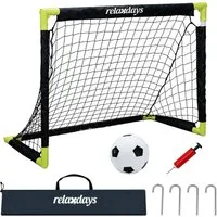 relaxdays Fußballtor mit Ball & Tasche, Schwarz-Gelb