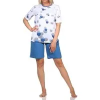 Normann Pyjama Normann Damen kurzarm Schlafanzug Shorty in Tupfen-Punkte Optik