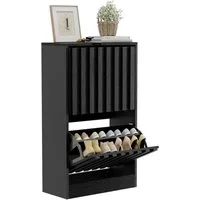 UEV Schuhschrank mit 2 Klappen Schuhregal Schukipper schmal 24CM tief (Anti-Kipp-Vorrichtung für Eingangsbereich, Modern Schuhaufbewahrung mit Oberplatte Platzsparend, Schuhkommode) Trennwände verstellbar und abnehmbar für verschiedene Schuhtypen