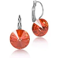 LUISIA® Paar Ohrhänger Silberne Ohrringe "Rivoli" mit 12 mm Kristallen von Swarovski® (2-tlg., inkl. Schmuckbox), Große Farbauswahl