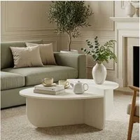 en.casa Couchtisch, »Tondesdaslo« mit doppelter Tischplatte halbrund 90x90x35 cm Weiß
