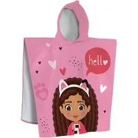 MTOnlinehandel Badeponcho Gabby’s Dollhouse 60x60 cm, Kinder Poncho mit Kapuze, 100% Baumwolle, Kapuze, kuschelig weich für fröhliche Momente nach dem Baden