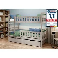 Kids Collective Etagenbett Hochbett Kinderbett 90x200 umbaubar in zwei Einzelbetten (Modell 2025), 200x90 mit 2 Schubladen Lattenrost Rausfallschutz 2 Matratzen Kaschmir