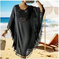 MOPUEA Strandkleid Damen Bikini Cover Up Strand-Tunika mit Fransen Strandbekleidung (Set, 1-tlg., Ideal für viele Anlässe im Sommer) Elegantes Häkel- und Fransen-Design