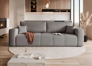 Sofa 3-Sitzer mit Schlaffunktion LEROS in Stoff Manila Grau