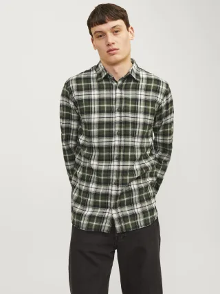 JACK&JONES - JJJOSHUA FALL FLANNEL SHIRT LS kombu green - Gr. - S