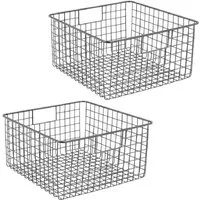 mDesign Aufbewahrungssystem mDesign Allzweckkorb Drahtkorb Gitterbox Organizer Regal 2er Set Met