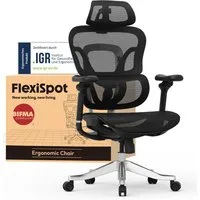 FLEXISPOT Bürostuhl ErgoX, Schreibtischstuhl Premium Ergonomischer (Rückenlehne verstellbar 90°-135°, mit 5D Armlehnen & 4D Kopfstütze, 5D-verstellbare Rückenlehne), für Büroarbeit, Home Office und Gaming, 300KG Tragkraft