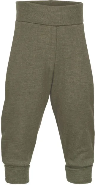 Engel Natur Merino/Seide Babyhose lang mit Nabelbund GOTS 62/68 olive