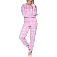 Normann Pyjama Normann Damen langarm Fleece Pyjama mit Bündchen in chilligen Look