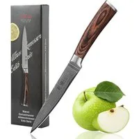 Wakoli Allzweckmesser EDIB Damast Universalmesser I Kochmesser, Küchenmesser I 12,5cm Klinge, Aus 67 Lagen Damaststahl, VG10 Kern, Pakkaholzgriff, inkl. Geschenkbox