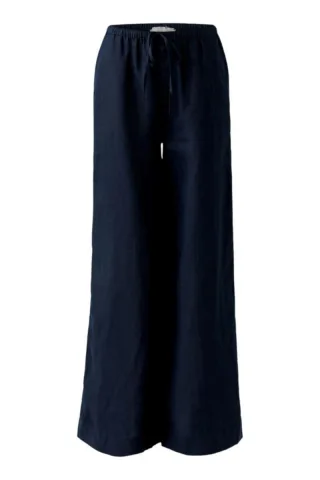 Oui - Weit geschnittene Marlenehose mit elastischem Bund blau - Gr. - 34
