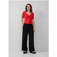 QS Chinos Hose Leinenmixhose mit Gummizug und weitem Bein