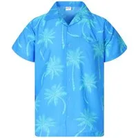 King Kameha Hawaiihemd "Palmshadow" Funky Hawaii-Hemd Herren Kurzarm Front-Tasche Sommerhemd