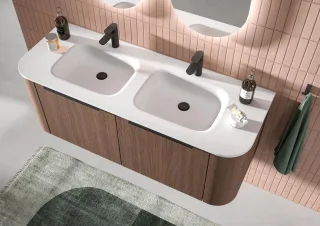 Pelipal Serie 7200 Solid Surface Doppelwaschtisch rund, BMD038F13702 BMD038F13702