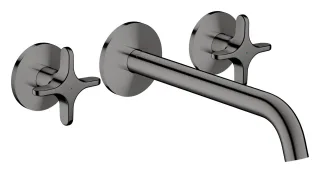 Hansgrohe 3-Loch Waschtischarmatur AXOR One Unterputz Wandm. 220mm Kreuzgriff polished black chrome 48140330