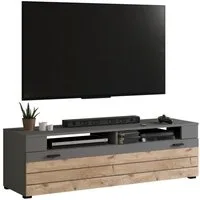 Home affaire Lowboard Aalborg, Breite 140 cm, 1 Klappe, 2 offene Fächer, Metallgriffe, TV-Möbel, TV-Schrank, TV-Lowboard, Mediaboard, Wohnmöbel