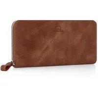 Brown Bear Geldbörse Damen Echt Leder Portemonnaie RFID Portmonee viel Kartenfächer Vintage, mit RFID-Schutz und 13 Kartenfächern Farbe Braun-Vintage