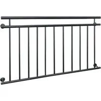 ECD Germany Brüstungsgeländer Französischer Balkon Balkongeländer Balkongitter Außen Fenstergitter, 156 cm Länge, 90 cm Höhe, Balkonbrüstung mit 11 Füllstäben Stabgeländer Geländer matt und rau