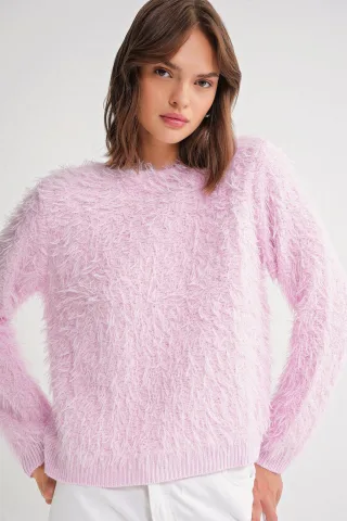 Weicher Plüschstruktur Strickpullover