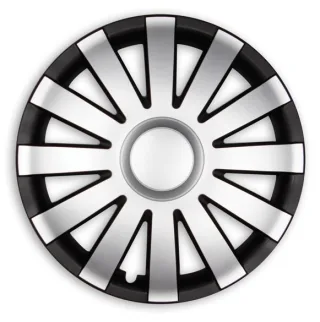 4x PREMIUM Radkappen Modell: Agat LACKIERT Schwarz-Silber