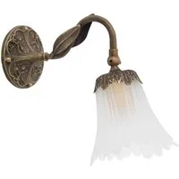 Licht-Erlebnisse Wandleuchte DALILA, ohne Leuchtmittel, Wandlampe Wohnzimmer Messing massiv Glas Handarbeit E14 Floral Premium