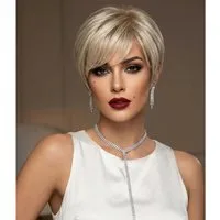 LuxusKollektion Kunsthaarperücke Perücken Damen Bob Pixie Schnitt Pony Synthetik Blond