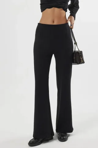 Hochtaillierte Pull-On gerade Bein Hose