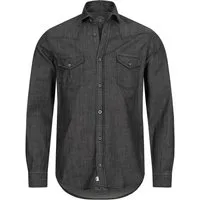 Gelverie Jeanshemd Herren Jeanshemd Dunkelgrau GH-101