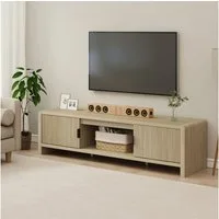 en.casa TV-Schrank »Lukkodso« mit 3 Fächern und 2 Türen 150x40x40 cm Eicheoptik