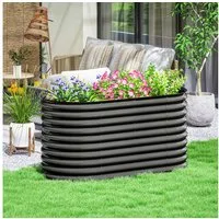 Outsunny Hochbeet aus Stahl, stapelbar, steckbar (Pflanzkasten, 1 St., Gemüsebeet), 160x80x80cm Gemüsebeet für Garten Balkon Terrasse, für Blumen Pflanzen
