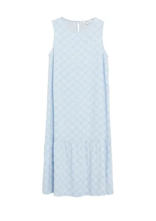 s.Oliver Red Label - Midikleid mit Volantsaum blau/weiß - Gr. - 34